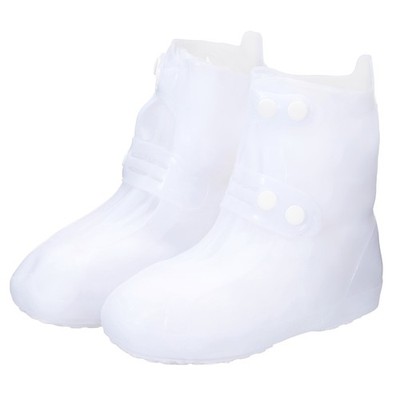 Waterproof Shoes Cover XL Overshoes Rain Galoshes with Buckle White