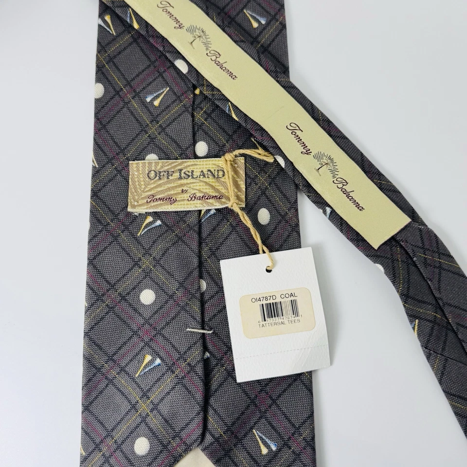 NUEVO CON ETIQUETAS NUEVO OFF ISLAND POR TOMMY BAHAMA GOLF ESTAMPADO HOMBRE CORBATA 100% SEDA 4x59 pulgadas Foto 2 de 4