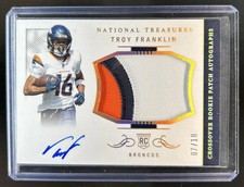 2025 National Treasures Troy Franklin Crossover Patch Auto RC Holo Gold #07/10