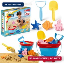 Beach Sand Toys Set for Toddlers, Portable Travel Beach Toys with Collapsible Bu