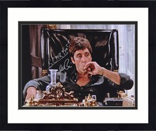Framed Al Pacino Signed Scarface 16x20 Smoke Cigar at Desk Photo w/Scarface Insc