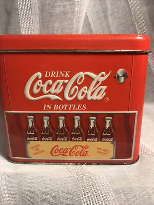 Coca~ Cola Metal Tin Ice Box Ice Chest Vintage 2000 Coke Soda Pop