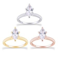 3/4Ct Marquise Cut Cubic Zirconia Solitaire Engagement Ring 925 Sterling Silver