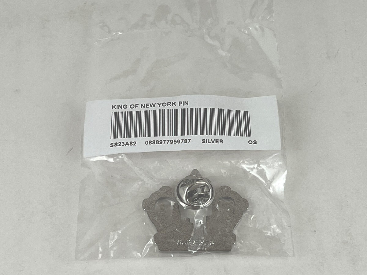 Supreme King Of New York Pin SS23 BRAND NEW NY Chrome Crown Twin