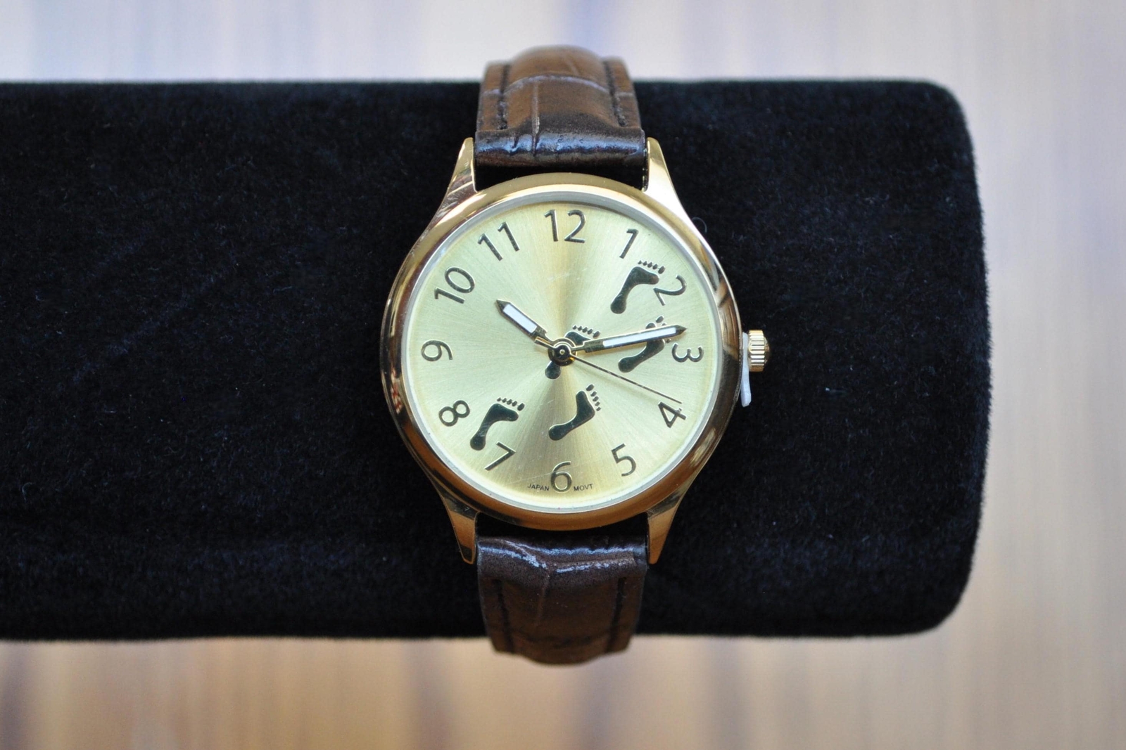 Vintage Christian Footprints Gold Tone Watch - Religi… - Gem