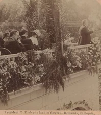 President McKinley in Land of Flowers Redlands CA Underwood Stereoview 1901