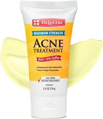 DE LA CRUZ Aknebehandlung Salbe mit 10% Schwefel maximale Stärke 2.6 OZ (73,7 g)