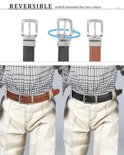 Boy Belts Reversible2 in 1 Kids Belt Durable PU Metal Buckle Youth Toddler Le... - Picture 3 of 6