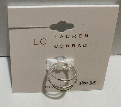Lauren Conrad Midi Toe Ring Size 3.5 Silver Tone Layered New