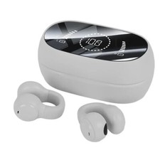 Wireless Earbuds Open Ear Clip Headphones Bone Conduction LED Display White