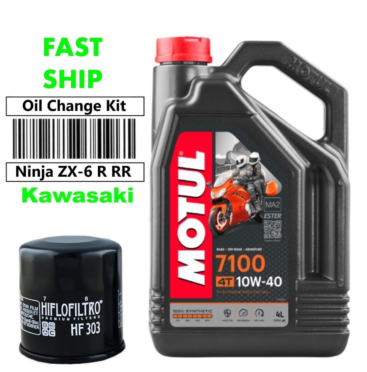 ZX 6R Kawasaki Ninja ZX-6 ZX-6R ZX-6RR Motul 100% Full Synthetic