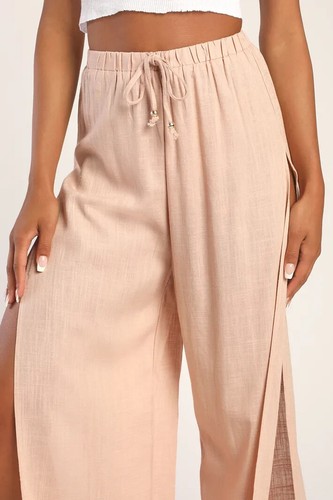Pantaloni copricostume da bagno Lulus Seaside Mauve Sweetie taglia XL misto lino spiaggia nuovi con etichette - Foto 9 di 20
