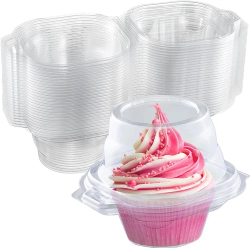 Individual Cupcake Containers (100 Pack) | Clear Plastic Disposable Cupcake Boxe - Picture 1 of 5