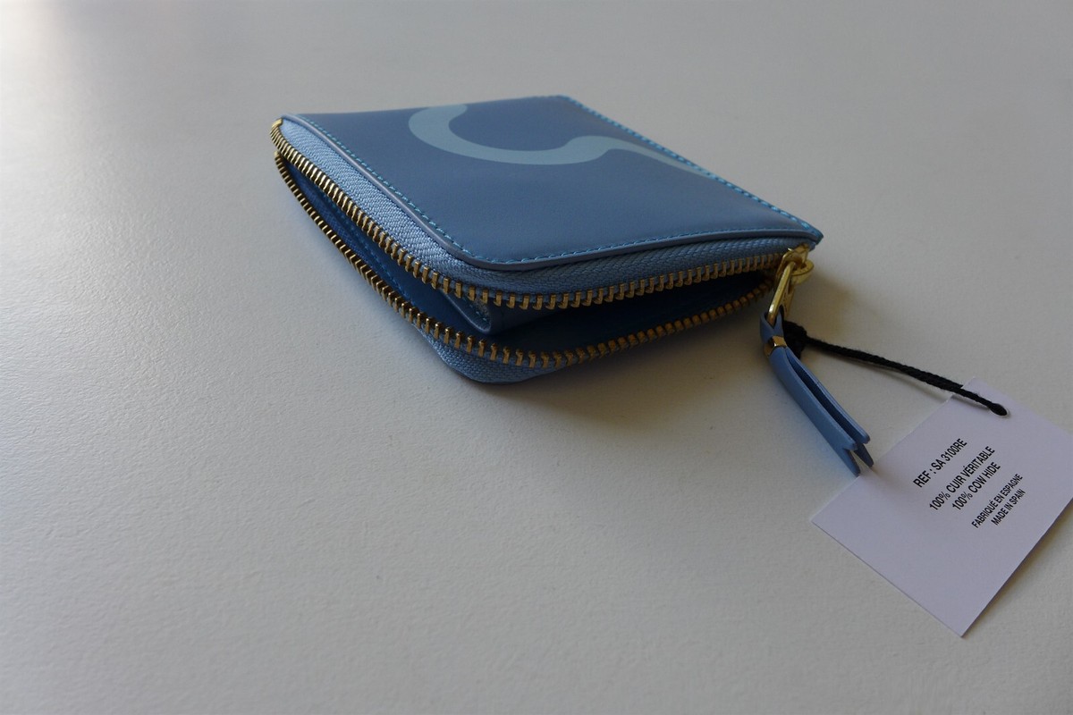 Comme des Garcons Ruby Eyes Zip Wallet in Blue Leather