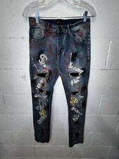 Waimea Kid Jeans Size 18 Skinny Fit Destroyed Paint Embellished Stretch denim B2