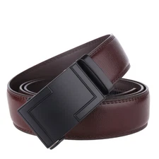 Luxury Men's Cow Leather Belt Automatic Buckle Belt Black Brown Waist Strap Gift