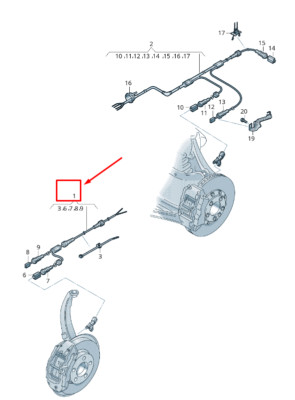 Audi Q5 FY Verkabelung Raddrehzahlsensor vorne rechts 80A972252 NEU ORIGINAL