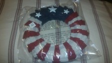 NEW pottery barn burlap liberty wreath 4th of July patriotic Americana flag star