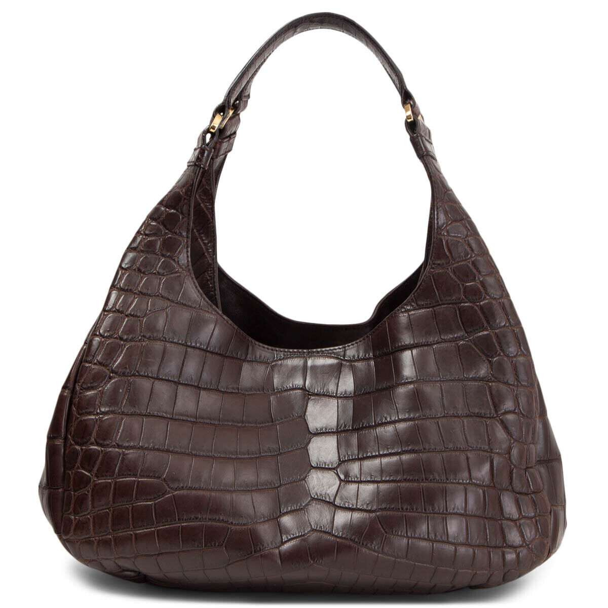 65080 auth BOTTEGA VENETA dark brown CROC CAMPANA MEDIUM 65080 auth BOTTEGA VENETA dark brown CROC CAMPANA MEDIUM