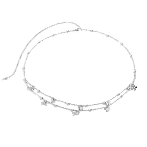 Belly Chain Waist Body Gold Silver Butterfly Bilayer Tassels Bikini Jewelry Belt - Picture 16 of 42