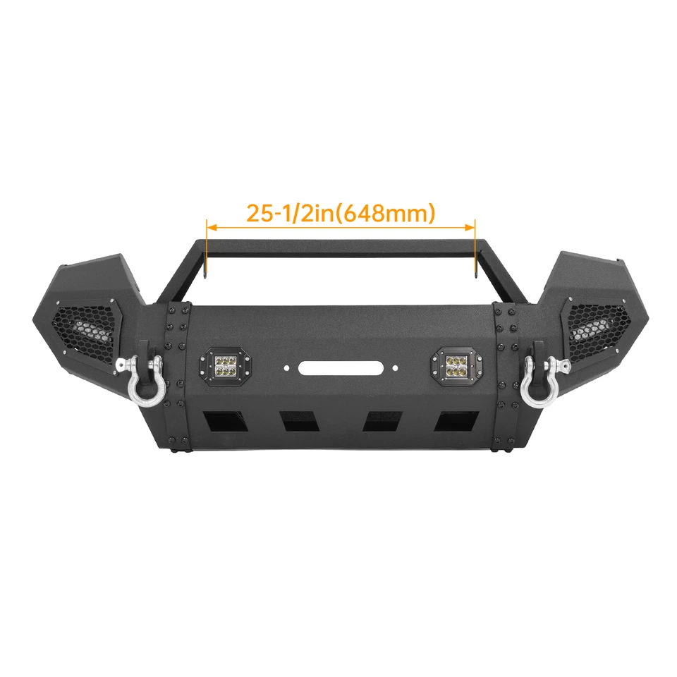 Parachoques delantero de acero con placa de cabrestante y luces LED para Toyota Tacoma 2016-2023 Foto 4 de 4