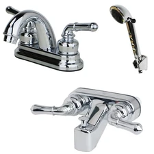 RV Bathroom Faucet and Tub Shower Valve with Hand Shower Combo Chrome