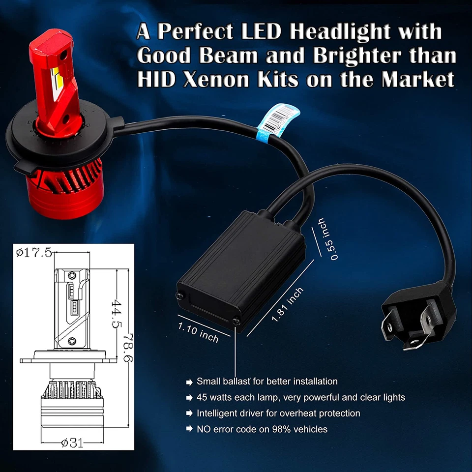 Bombilla antiniebla Allá Lighting más nueva tecnología LED brillante 9003 H4|Bombilla de faro Foto 2 de 4