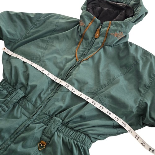 Obermeyer VTG Ski Snow Suit Green Petite 8 Hooded Jumpsuit 1/2 Zip Brown - Picture 9 of 12