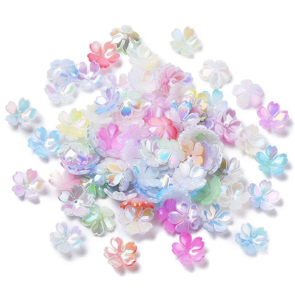 100x Tapas de extremo de cuentas espaciadoras de flores de acrílico opaco para hacer joyas de pulsera Foto 2 de 4