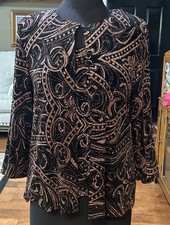 EUC Alex Evenings Black w/ Rose gold Pink Glitter TWINSET Jacket Tank Set Medium