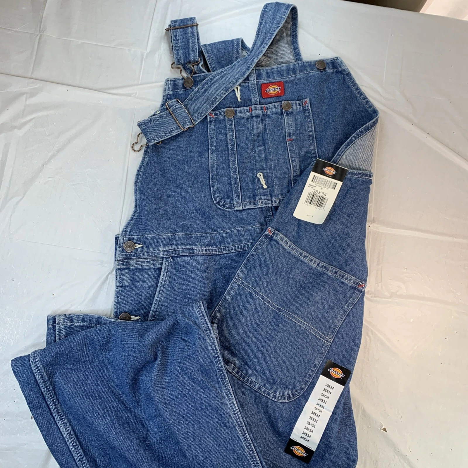 Dickies Blue Denim Bib Overalls 83294NB Traditional Fit Men’s 38x34 NWT