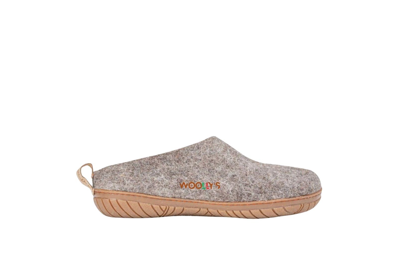 SAOLA Woollyes Outdoor Felted Wool Slipper with Rubber Sole Natural Brown