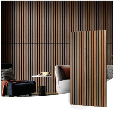 2-Pack Wood Slat Acoustic Panels - Noise Cancelling (Walnut)