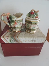 NIB FITZ & FLOYD WINTER WONDERLAND SUGAR BOWL & CREAMER