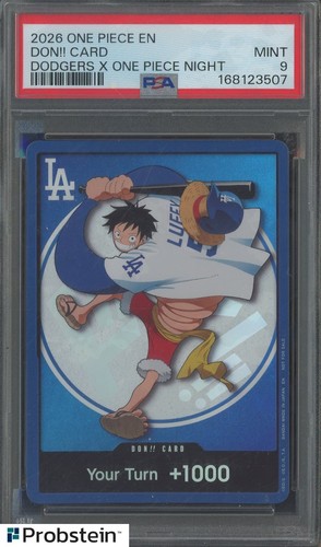 2026 DODGERS x ONE PIECE NIGHT MONKEY D LUFFY DON!! CARD PROMO PSA 9 MINT