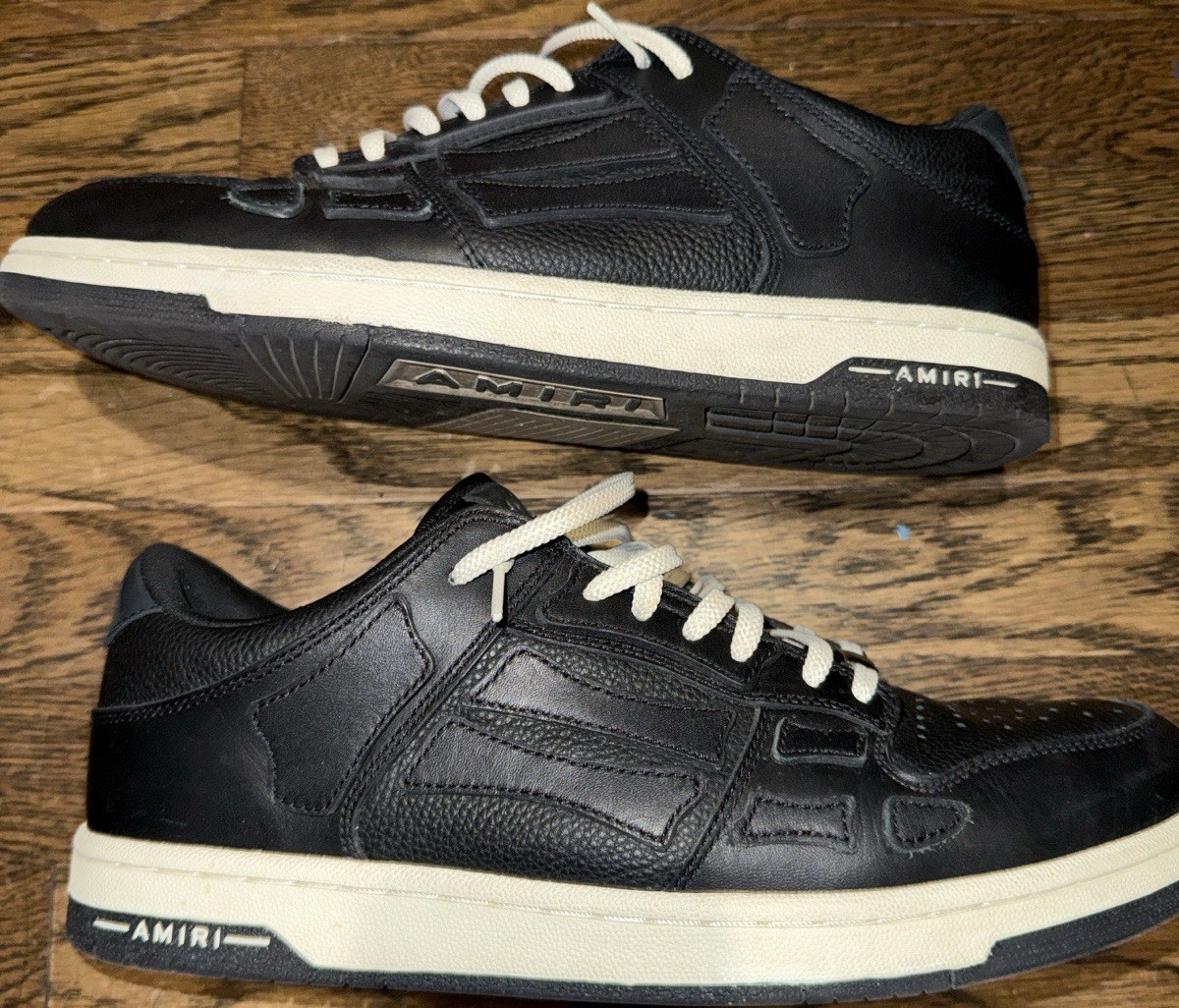 AMIRI Men's Black White Leather Lace Up Sneakers Round Toe US 12 EU 45 UK 11