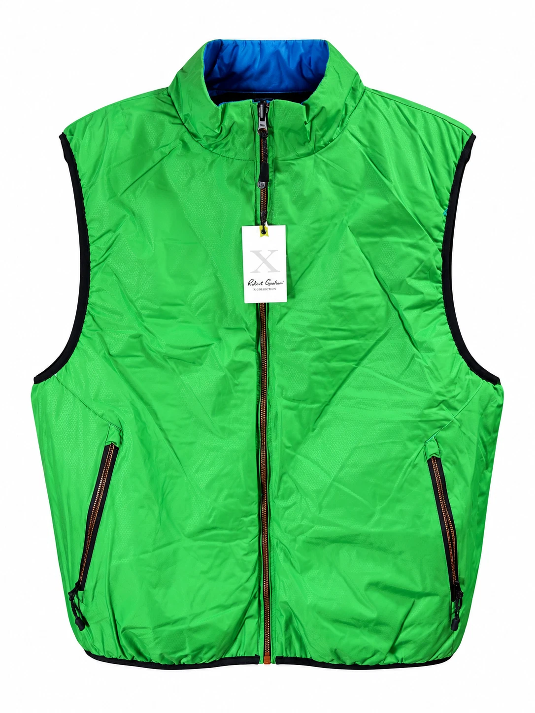 Robert Graham Men's 3XL Vest-Green Blue Pozo Reversible Quilted Puffer NWT - product detail image 1