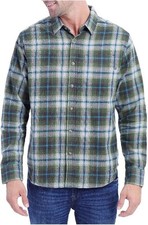 Eddie Bauer Bristol NWT Men's L 100 Cotton Flannel Green Plaid Shirt