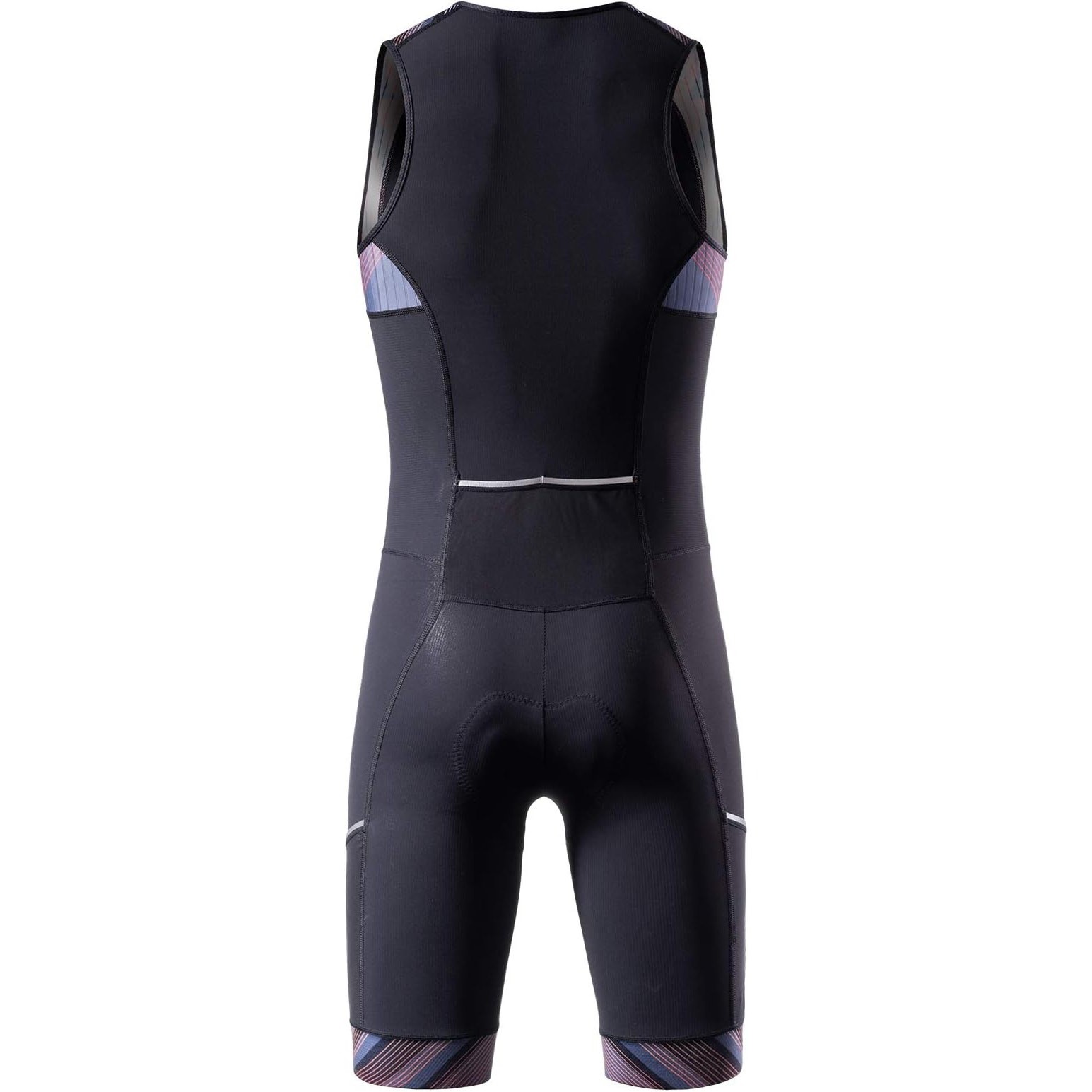 Mens Black Triathlon Tri Suit 2 Big Side Pockets Triathlon Racing Suit Front Zip