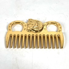 HERMES Horse Cheval Comb Metal Gold From Japan