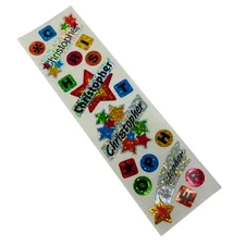 Hambly Studios Vintage Sticker Sheet Module Custom CHRISTOPHER Glitter Scrapbook