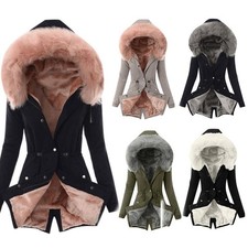 Women's Thick Winter Warm Fur Hooded Long Coat Jacket Parka Outwear Puffer Coat