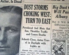 DUST BOWL Storm in Kansas Black Blizzards Dirty Thirties Topsoil 1935 Newspaper