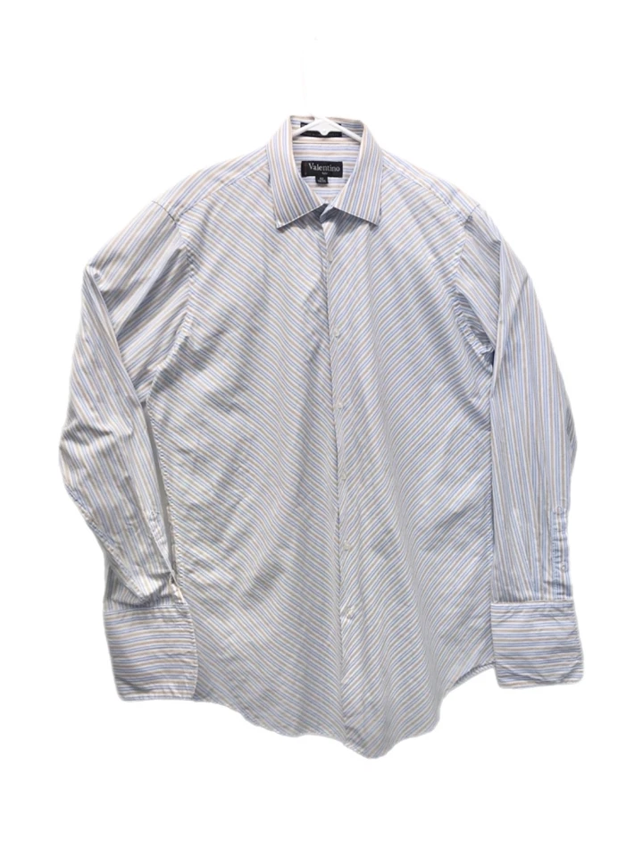 Valentino Italy Mens Striped Dress Shirt Size 15 1/2 - 34/35 French Cuff - Image 3 of 4