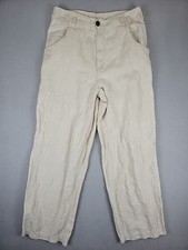 VTG Banana Republic 100 Linen Wide Leg High Waist Pants Size 12 31x28 Beige Y2K