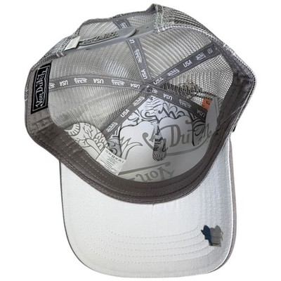 Von Dutch Mesh Snapback Trucker Hat GREY/WHITE One Size - BRAND