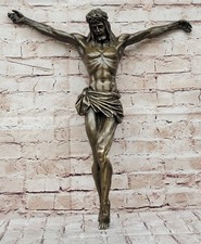 Christi Sculpture100 % Echt Bronze Jesus Statue Kirche Kreuzigung Angebot