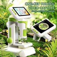 1600X Digital Microscope 4inch 1080P Screen for Children Science Kit w/ Slides 7
