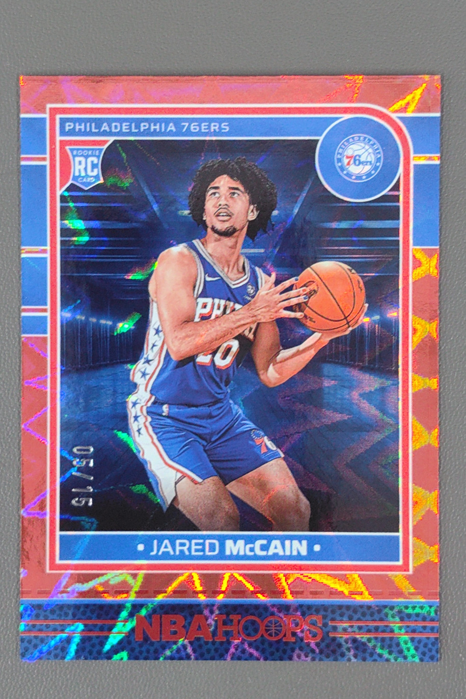 2024-25 Panini Hoops Jared Mccain Red Explosion RC Rookie /15 #246 SSP 76ers