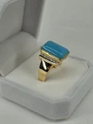 Vtg Ross Simons 925 Gold Vermeil Sterling Silver Turquoise CZ Ring 7.9g Size 10
